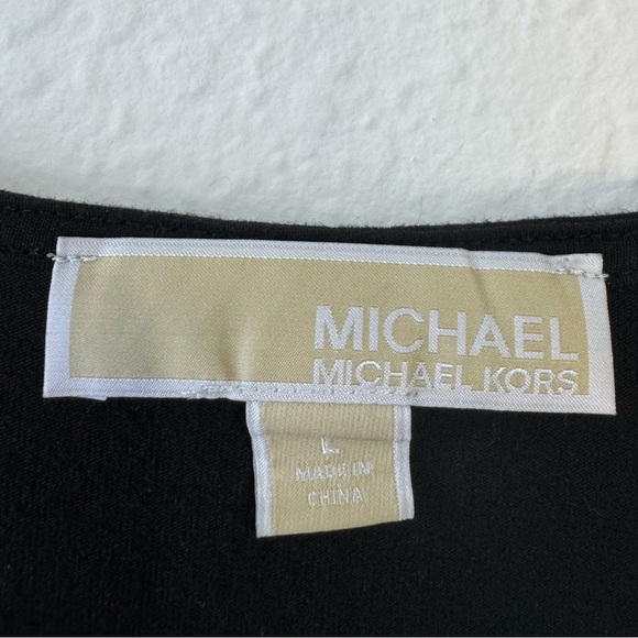MK MICHAEL KORS Blouse Top L Black Sheer 3/4 Sleeve MK Black Long Sleeve Top - Picture 4 of 9